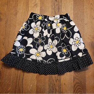 Floral Black and White Skirt with Yellow Accents